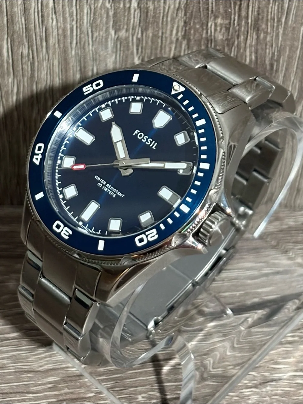 Blue Fossil Dalton Stainless Steel Men’s Watch With New Battery